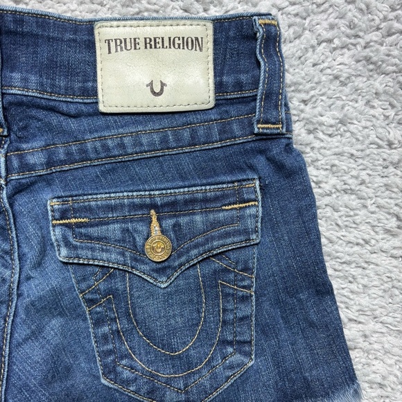True Religion Shorts Womens 23 Keira Low Rise Micro Stretch Flap Raw Hem Cut Off - Picture 5 of 5